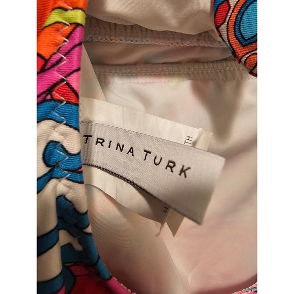 Trina Turk Multicolor Pink One Piece Bathing Suit Gold Accessories sz 8 - Picture 8 of 11